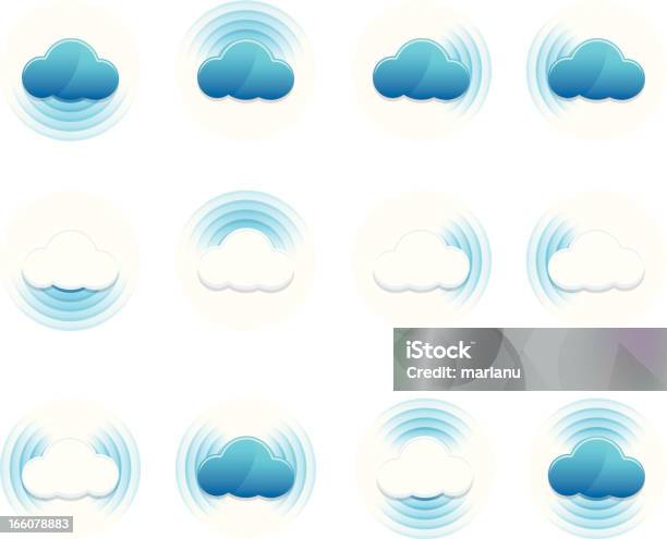 Ilustración de Nube De Sincronización y más Vectores Libres de Derechos de Almacenamiento en nube - Almacenamiento en nube, Blanco - Color, Brillante