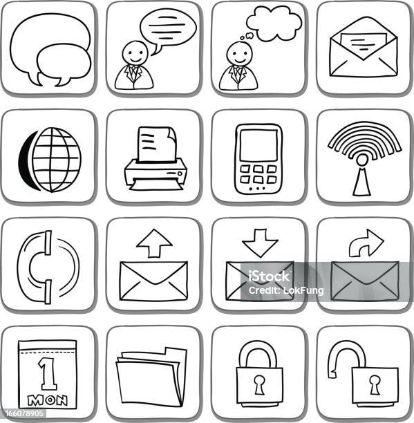 Doodle Icon Set In Black And White Stock Illustration - Download Image Now - Arrow Symbol, Black And White, Bubble