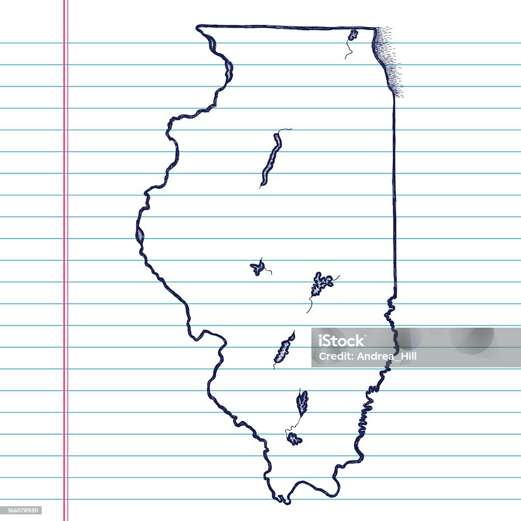 Vector animados Mapa em branco Papel Pautado fundo. Illinois. - Royalty-free Desenho arte vetorial