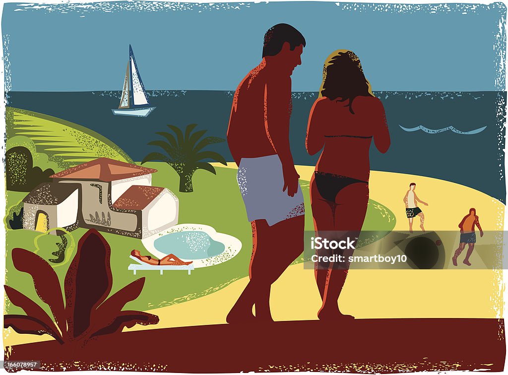 Тропический Пляж Romance - Векторная графика Бассейн роялти-фри