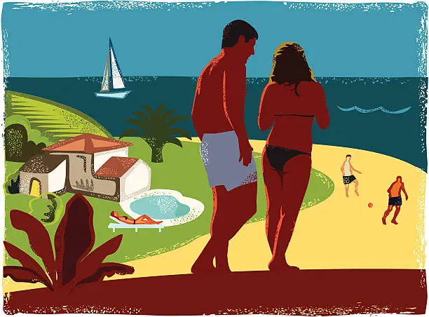 Vector illustration of Tropical Beach Romance