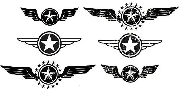 Vector illustration of Wing Icons - Flying or Air Force
