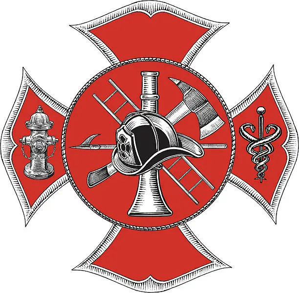 Vector illustration of Fire Department Symbol - Retro Style