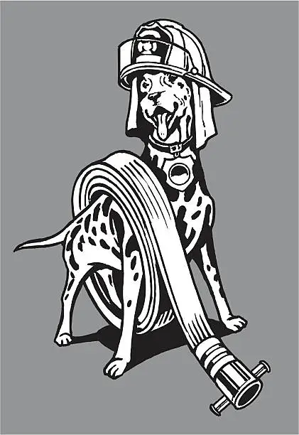 Vector illustration of Fireman's Hose and Dalmatian Dog