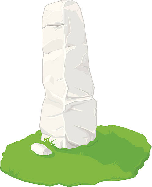 Megalith Standing Stone A vector illustration of ancient standing stone on a patch of green grass. megalith stock illustrations