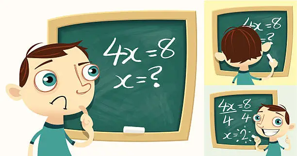 Vector illustration of Solving Math Problems
