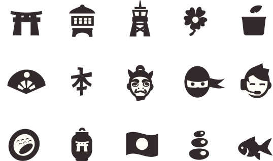 Simple japanese icons.   Professional Vector Icons with High resolution jpeg and transparent PNG file.   
