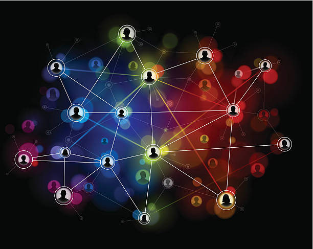 ilustrações de stock, clip art, desenhos animados e ícones de fundo de tecnologia de rede - social networking abstract community molecular structure