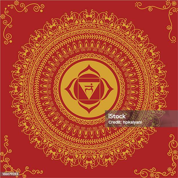 Golden Chakra Un Vecteurs libres de droits et plus d'images vectorielles de Mandala - Mandala, Motif floral, Rouge