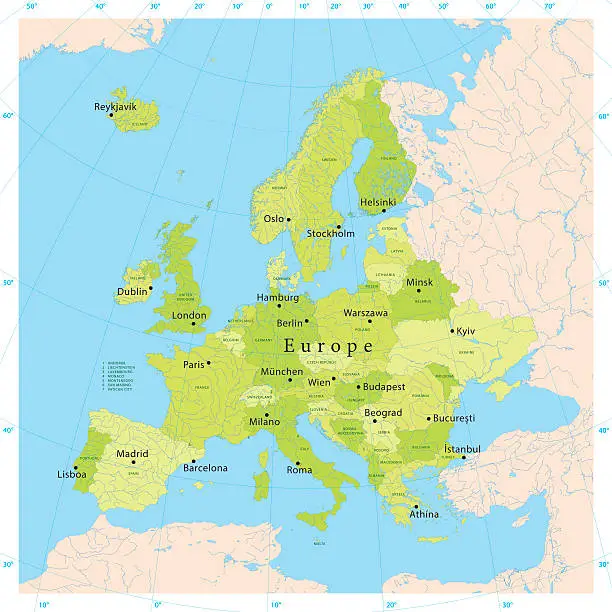Vector illustration of Europe Vector Map
