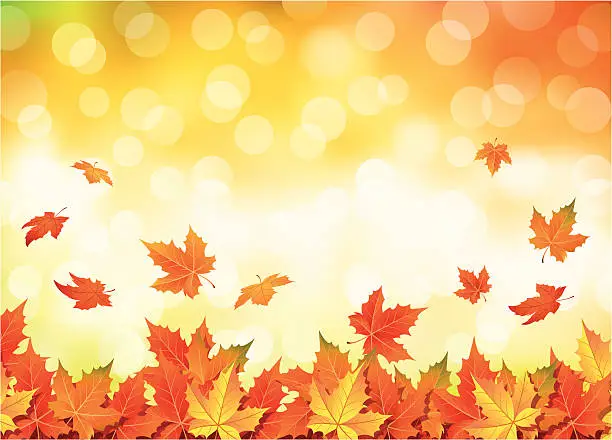 Vector illustration of Illustrated autumn falling leaves background