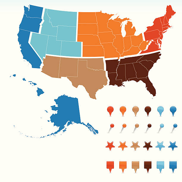 ilustrações, clipart, desenhos animados e ícones de estados unidos mapa da região - new england region