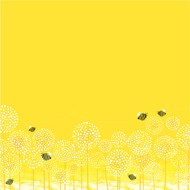 sommer bees hintergrund - flower dandelion stock-grafiken, -clipart, -cartoons und -symbole