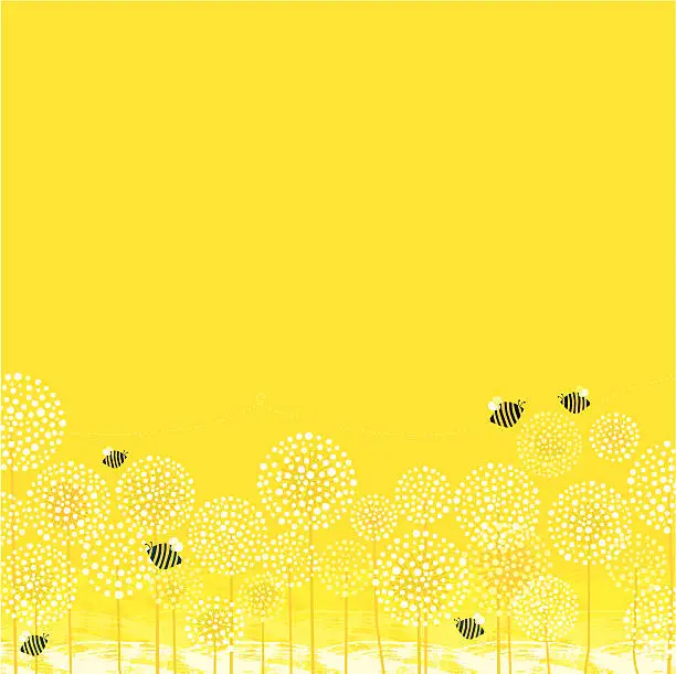 Vector illustration of Summer Bees Background
