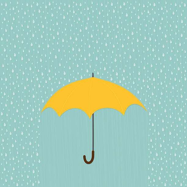 Rainy day with umbrella vector art illustration