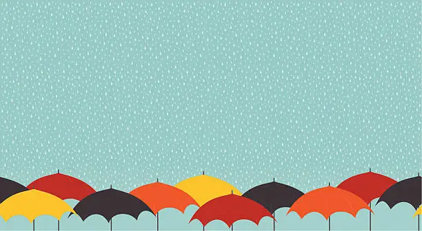 Vector illustration of Rainy day with umbrellas