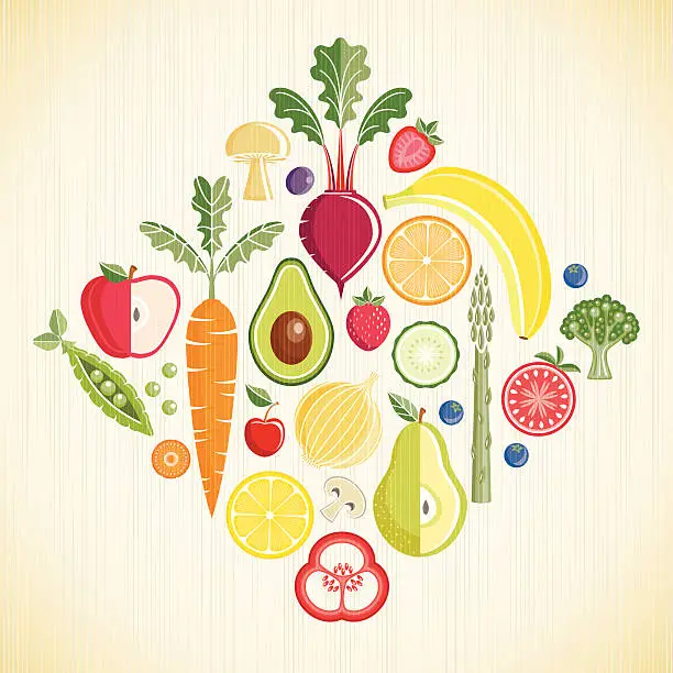 Vector illustration of Fruits and Vegetables