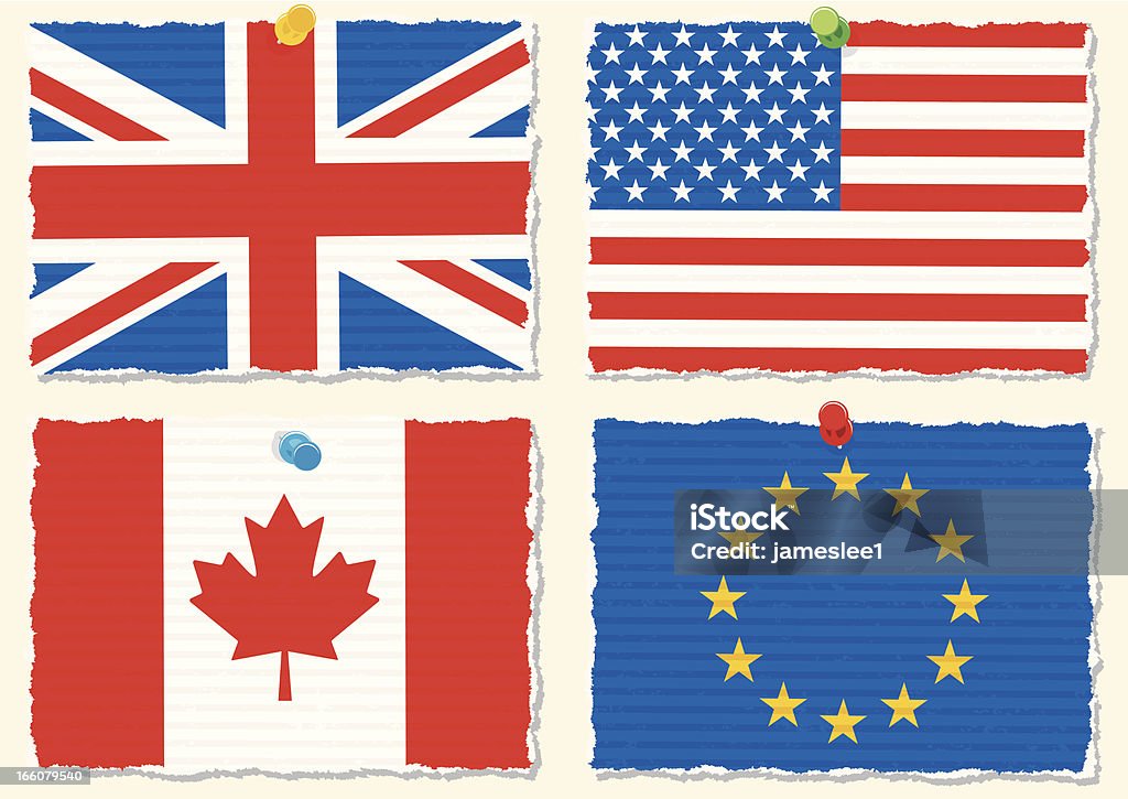 Bandiere di carta - arte vettoriale royalty-free di America del Nord