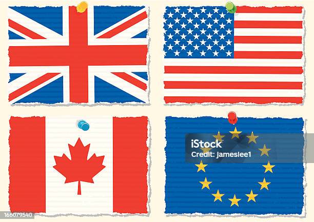 Bandeiras De Papel - Arte vetorial de stock e mais imagens de América do Norte - América do Norte, Bandeira, Bandeira da Grã-Bretanha