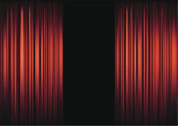 Vector illustration of Background of red theater curtains framing black