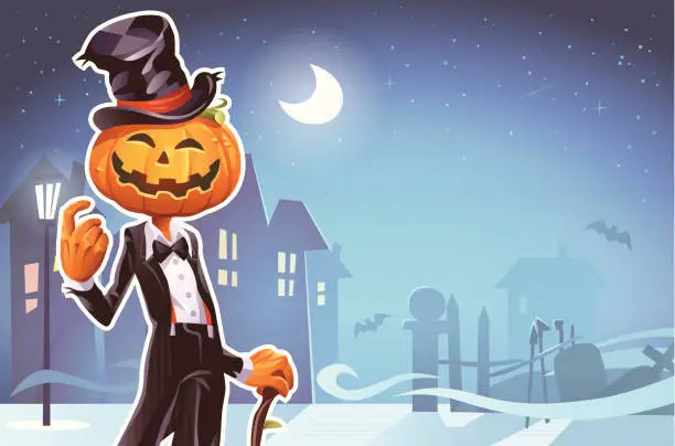 Vector illustration of Halloween In Town
