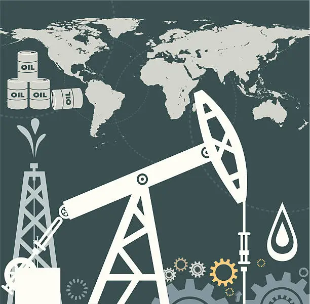Vector illustration of Oil and World