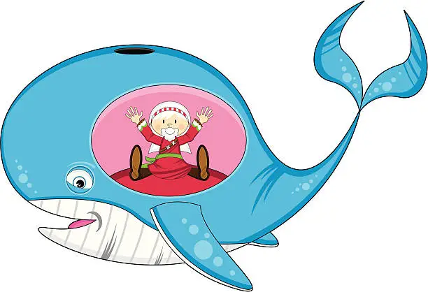 Vector illustration of Jonah inside the Whale