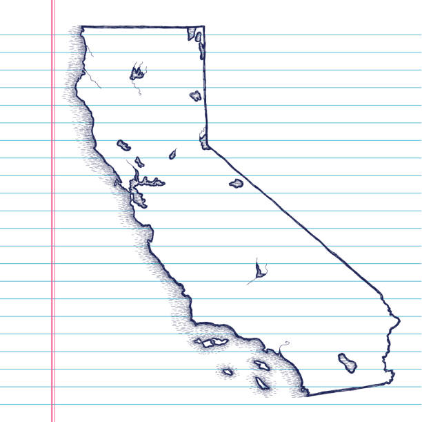 California Simple Line Map 1,300+ California Map Drawing Stock Photos, Pictures & Royalty-Free ...