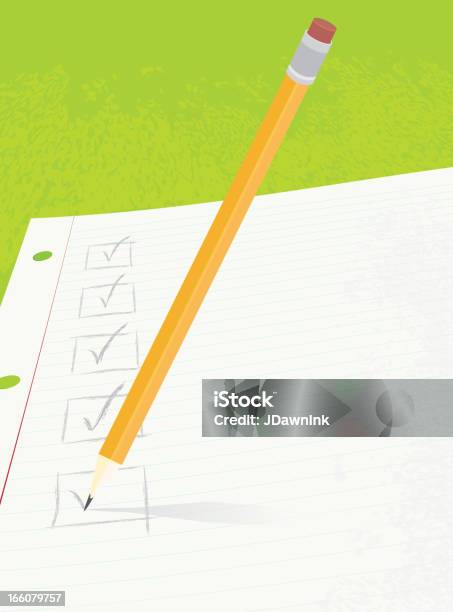 Voltar Para A Escola Lista De Verificação Com Lápis - Arte vetorial de stock e mais imagens de Inventário