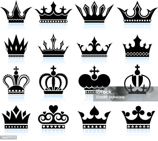 Corona Bianco E Nero Set Icone Vettoriali Royaltyfree - Immagini vettoriali stock e altre immagini di Corona reale