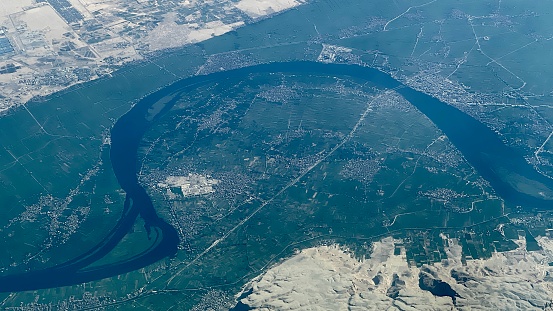 Luchtfoto van de Nile in Egypte