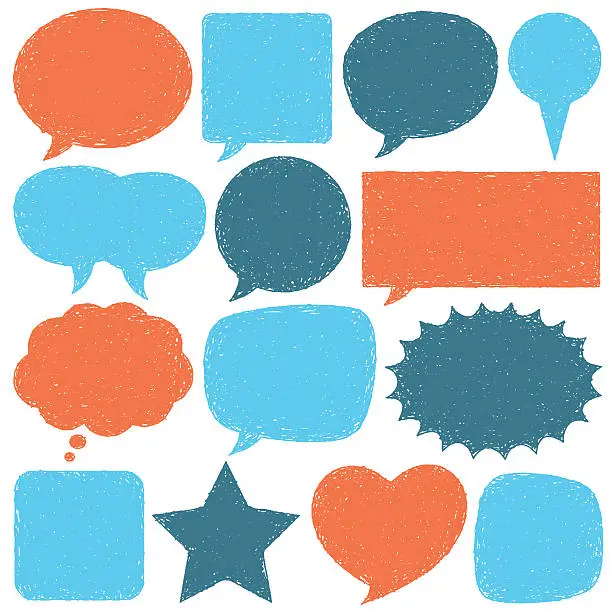 Vector illustration of Collection of orange and blue speech bubbles