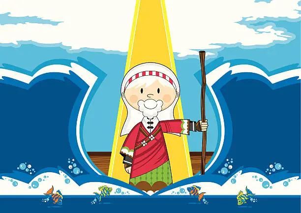 Vector illustration of Moses Parting the Sea