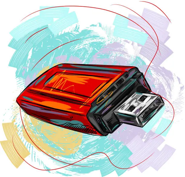 Vector illustration of Red Pen drive