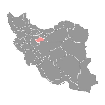 Qom province map, administrative division of Iran. Vector illustration.