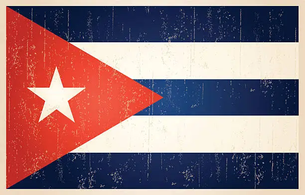 Vector illustration of Cuban grunge vintage flag
