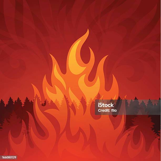 Incêndio Florestal - Arte vetorial de stock e mais imagens de Incêndio Florestal - Incêndio Florestal, Queimada, Ilustração