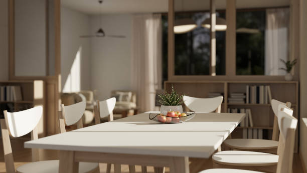 istock A minimal white dining table with chairs in a cozy Scandinavian dining room. 1660801478