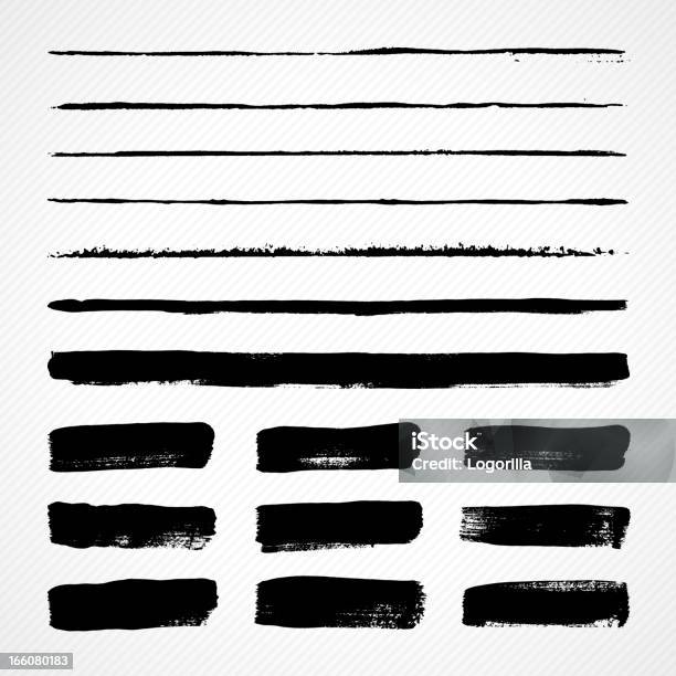 Grunge Brush Strokes Stock Illustration - Download Image Now - Single Line, In A Row, Striped