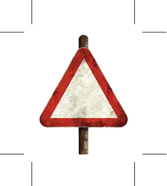 Vector illustration of retro triangular traffic sign