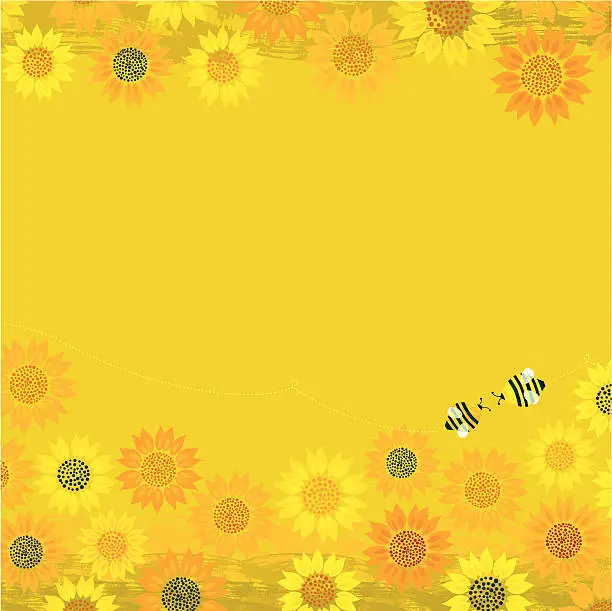 Vector illustration of Summer Bees Background