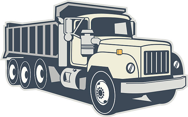Graphic image of a dump truck on a white background vector art illustration