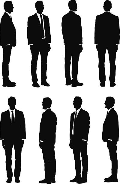 Multiple images of a businessman in different poses Multiple images of a businessman in different poseshttp://www.twodozendesign.info/i/1.png well dressed man standing stock illustrations