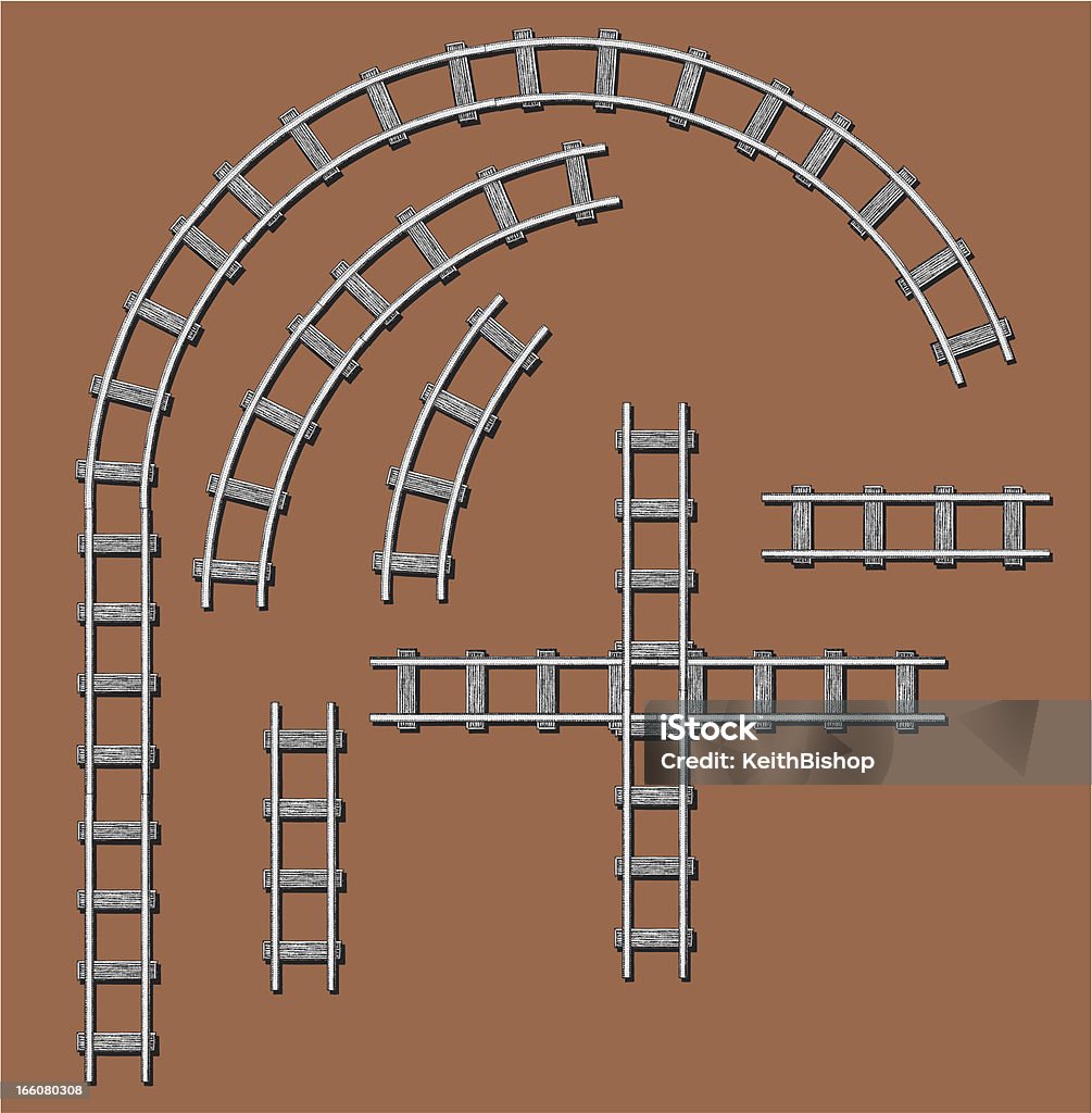 Railroad Tracks Pen and ink illustrations of railroad tracks. Grouped so you can easily make your own layout. Check out my "Mode of Transportation" light box for more. Curve stock vector