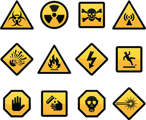 illustrazioni stock, clip art, cartoni animati e icone di tendenza di avvertenza e pericolosità - road warning sign
