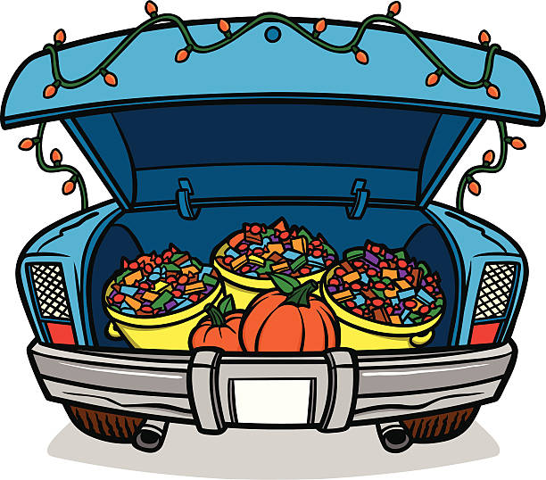 트렁크 또는 트리트 - halloween candy illustrations stock illustrations