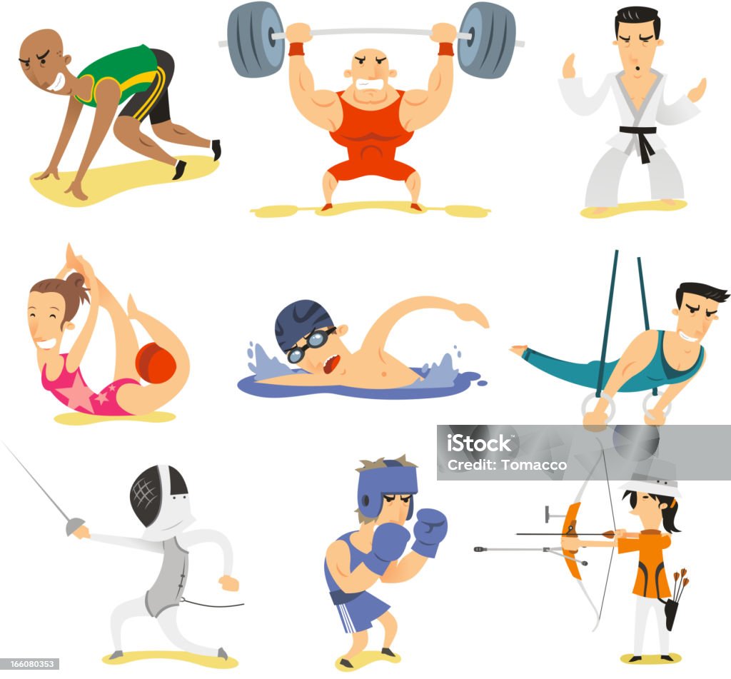 Olympics sports cartoons Olympics sports cartoon collection. Archery stock vector