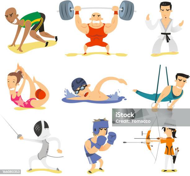 Olympics Sports Cartoons Stock Illustration - Download Image Now - Archery, Cartoon, Weightlifting