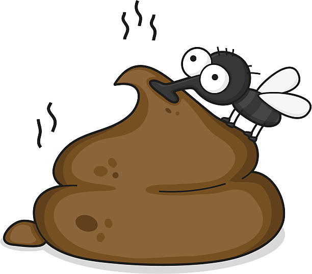 ilustrações de stock, clip art, desenhos animados e ícones de mulher voa sobre uma pilha de shit - desperdício alimentar