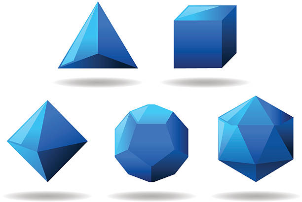 platonic 고형물 설정 - geometric shape pyramid shape three dimensional shape platonic solid stock illustrations